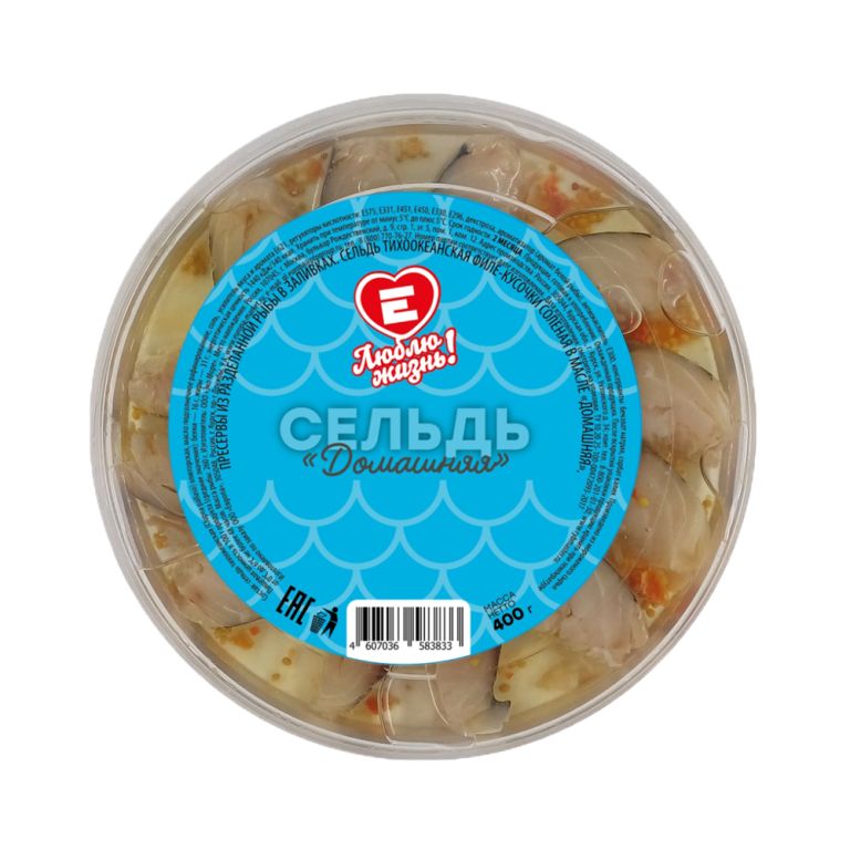 Сельдь филе кусочки в масле домашняя 400 г Люблю Жизнь